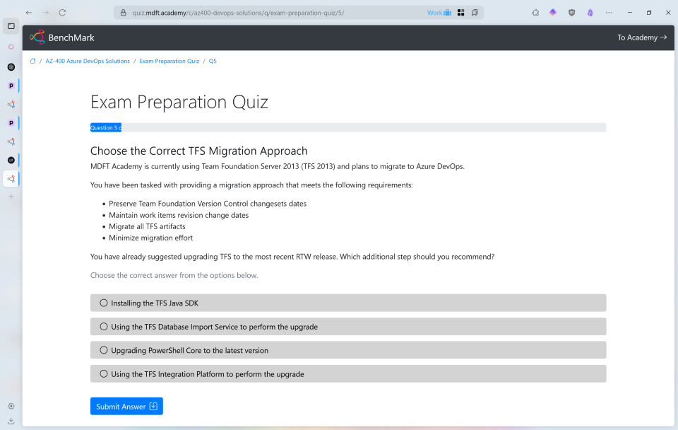 Practice exam screenshot